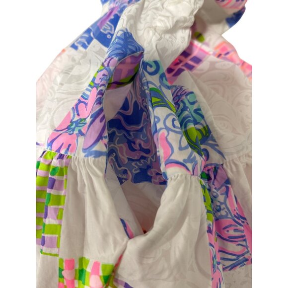 Lilly Pulitzer Alision Patchwork Tiered Dress Sleeveless Pastel Cotton Size 2 - Picture 6 of 10